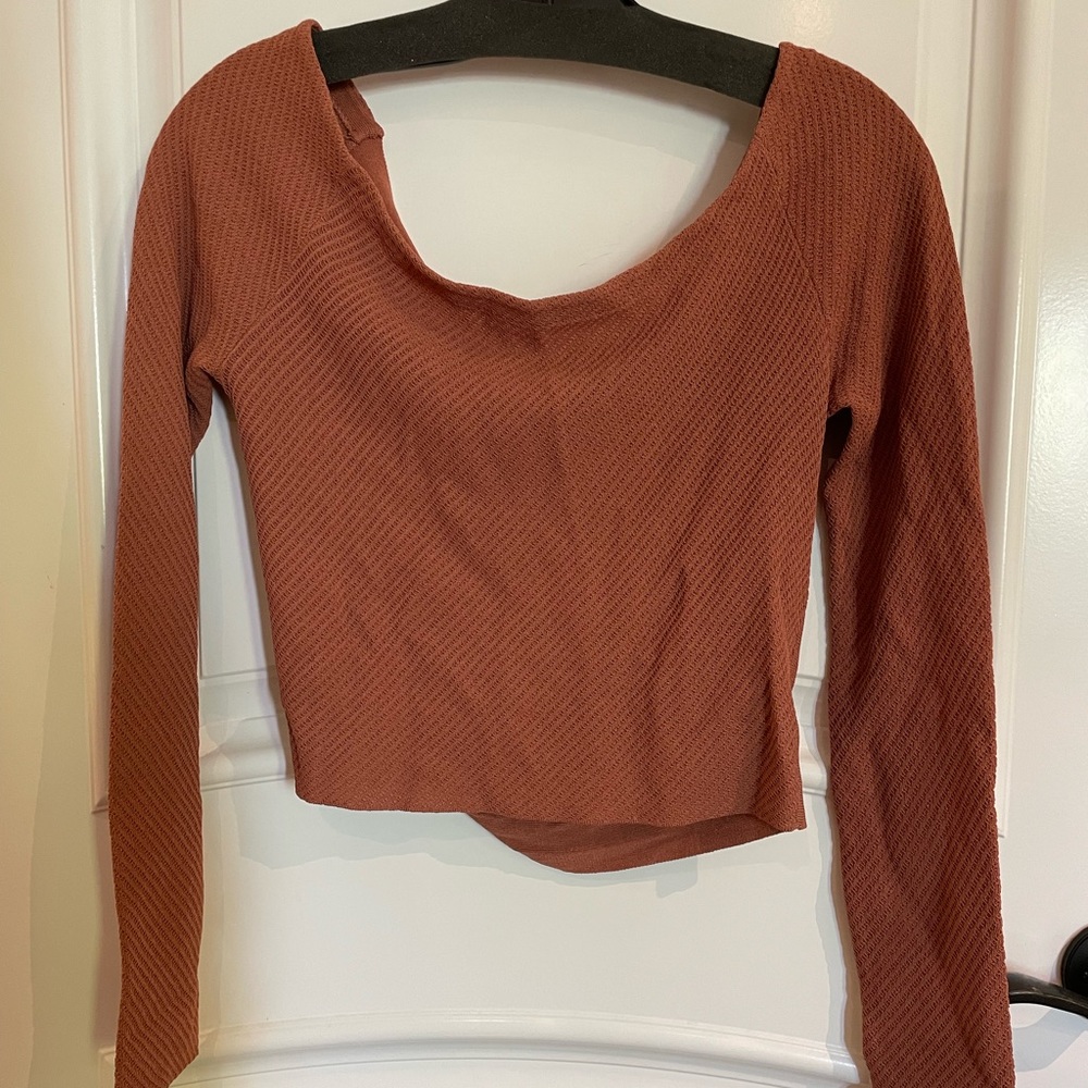 Cult Gaia Orange Long Sleeve Twist Top